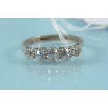 An 18ct white gold five stone diamond ring, size Q, weight approx 4.