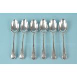 A set of six Scottish silver teaspoons with bead decoration, hallmarked Glasgow 1873,