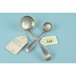 Two silver sifter spoons,