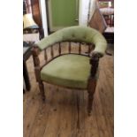 A late 19th Century walnut upholstered bow chair