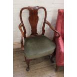 A 19th Century mahogany Queen Anne style carver chair