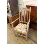 A late 19th Century high back carver chair