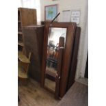 An Edwardian walnut double wardrobe (as found)