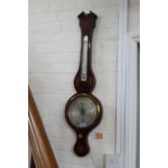 A late 19th Century inlaid mahogany banjo barometer, marked P.