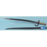 A French model 1866 model brass hilted bayonet with scabbard,