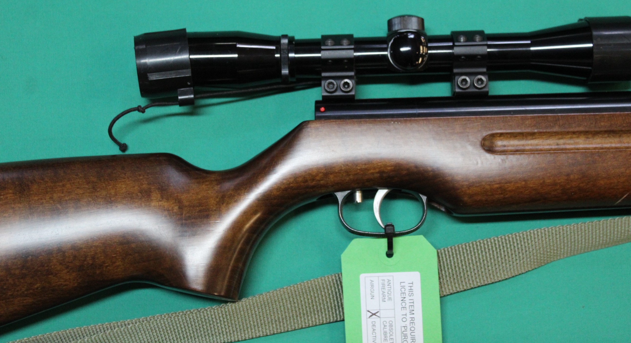 A Weihrauch HW35 .22 cal air rifle with 4x32 scope and sling, S/No.