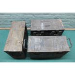Three WWII dated metal ammunition crates