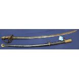 A 19th Century continental Cavalry sabre with blade marked 'Solingen' and hilt marked 92 (N.B.