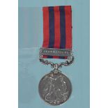 An India General Service medal with Burma 1887-89 clasp to 877 Pte C.Martin 2nd BN Norf.