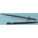 A British 1907 model bayonet with hooked quillion by Enfield with MkI scabbard,