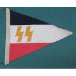 A German (PATTERN) triangular pennant with two retaining clips,