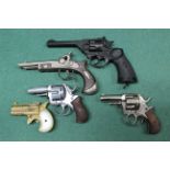 Five 'decorative' pistols including British bulldog,