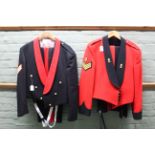 Two Officers mess dress uniforms with insignia,