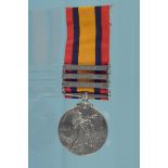 A Queens South Africa medal with three clasps, South Africa 1901,