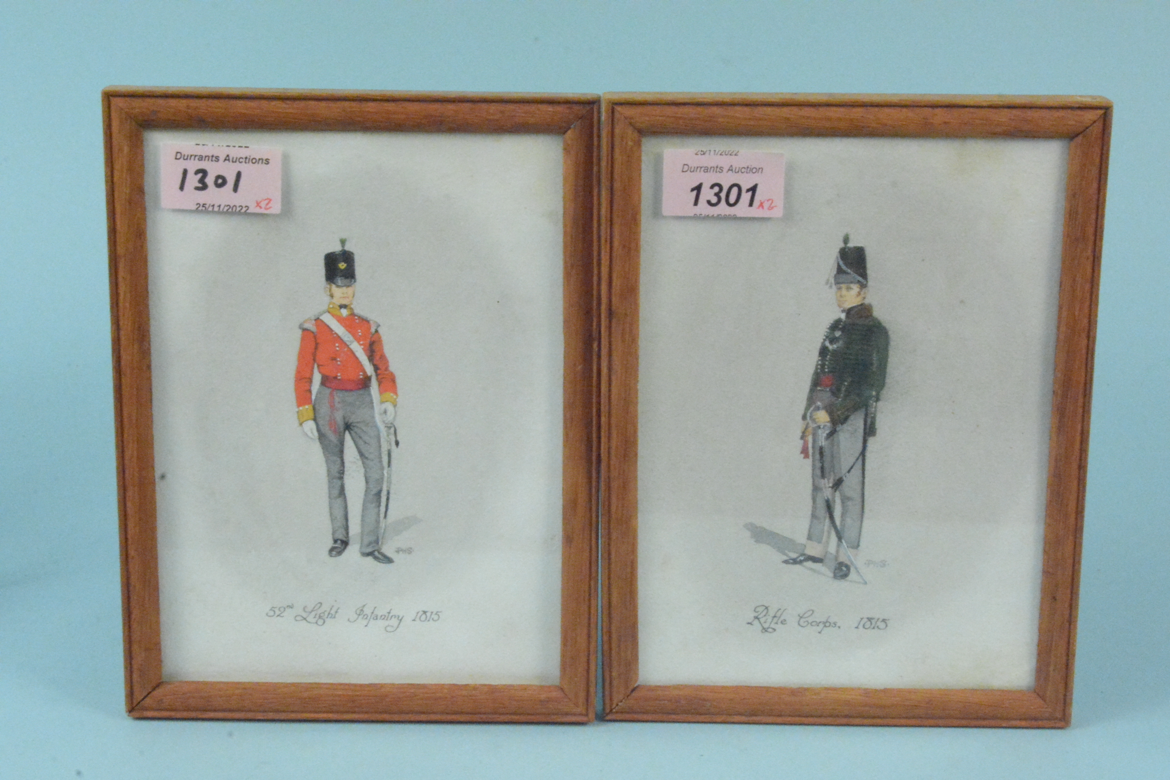 Two small paintings depicting Georgian Regiments,