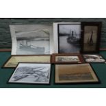 Two large photos of herring drifters,