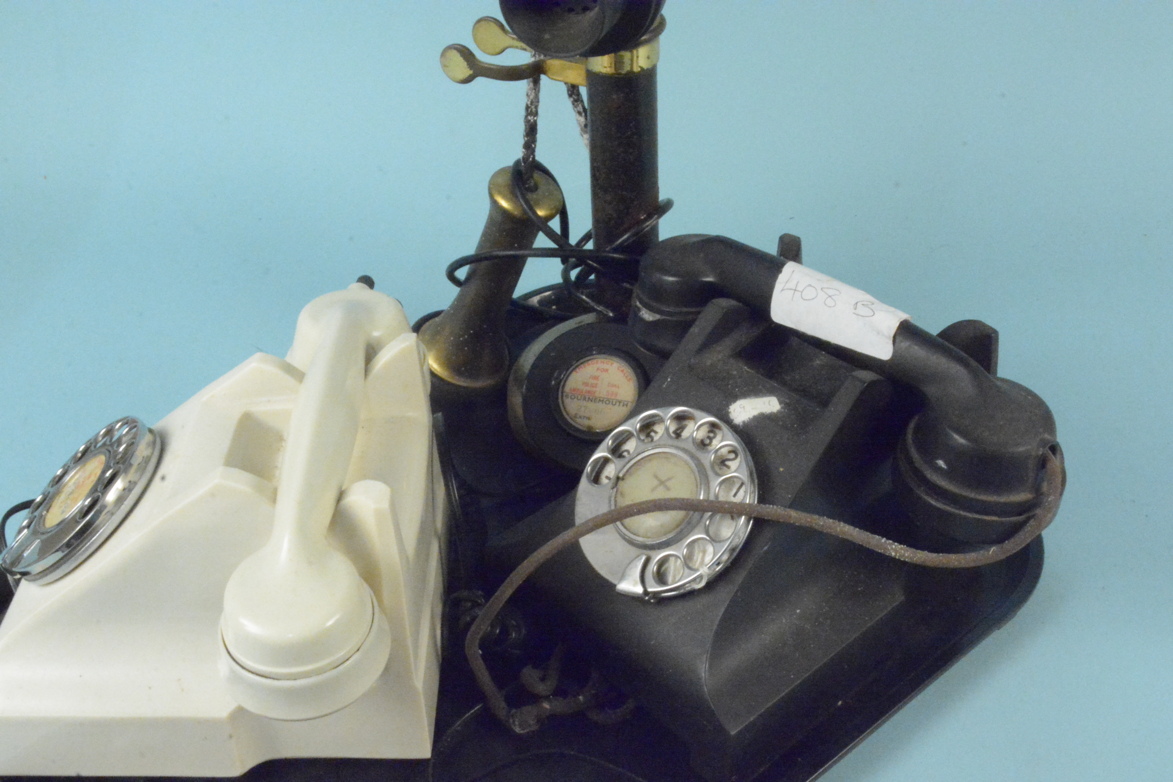 Two vintage Bakelite dial telephones plus a stick phone - Image 3 of 3