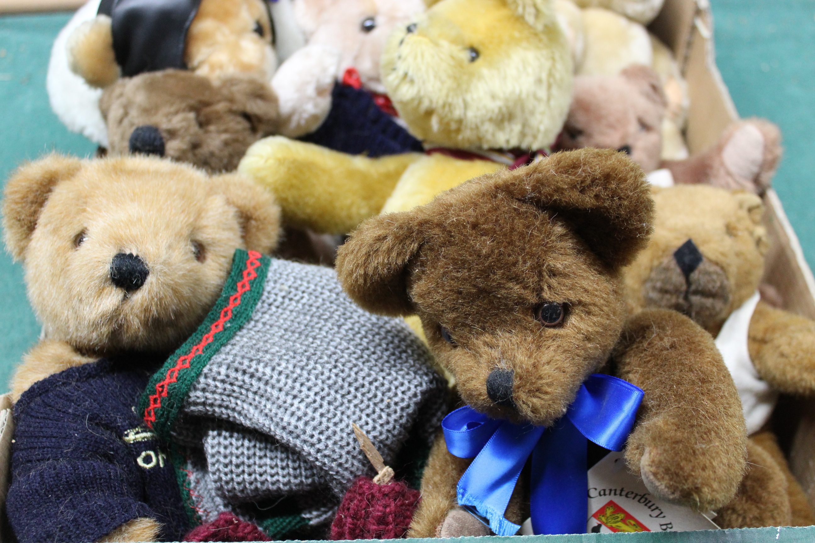 A large box of mixed vintage Teddy bears, some maker named including Salco, Channel Island Toys, - Image 2 of 3