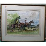 After Alfred Munnings 'Two Dianas' framed watercolour, 72.