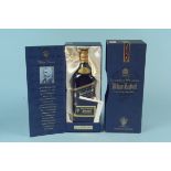 A boxed Johnnie Walker blue label whisky,