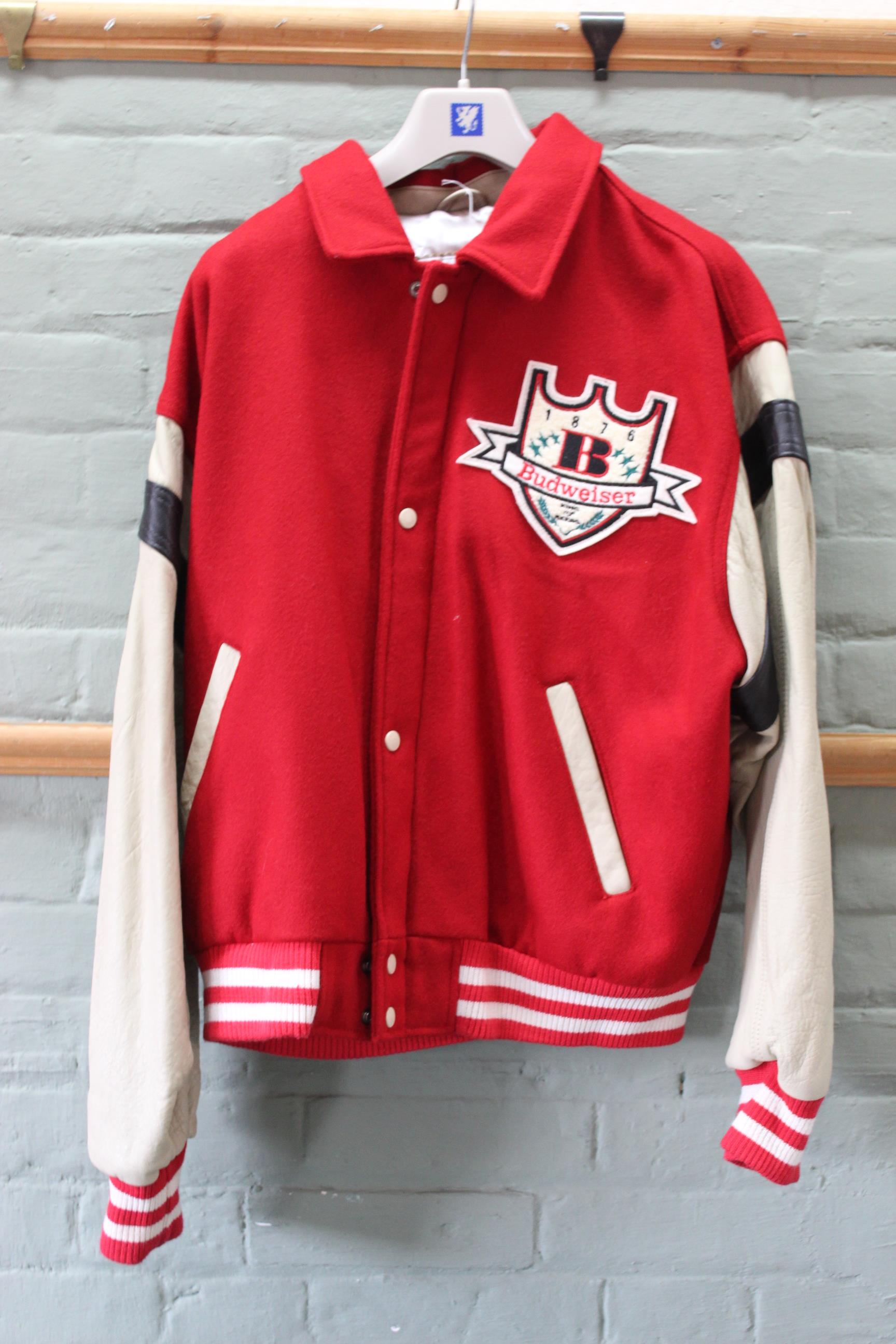 A classic vintage 1980's Budweiser American baseball style jacket by Cooper Collections,