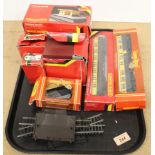 Various boxed Hornby railway accessories including bridges, wagons,