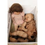 Two vintage composite dolls (one in pieces)