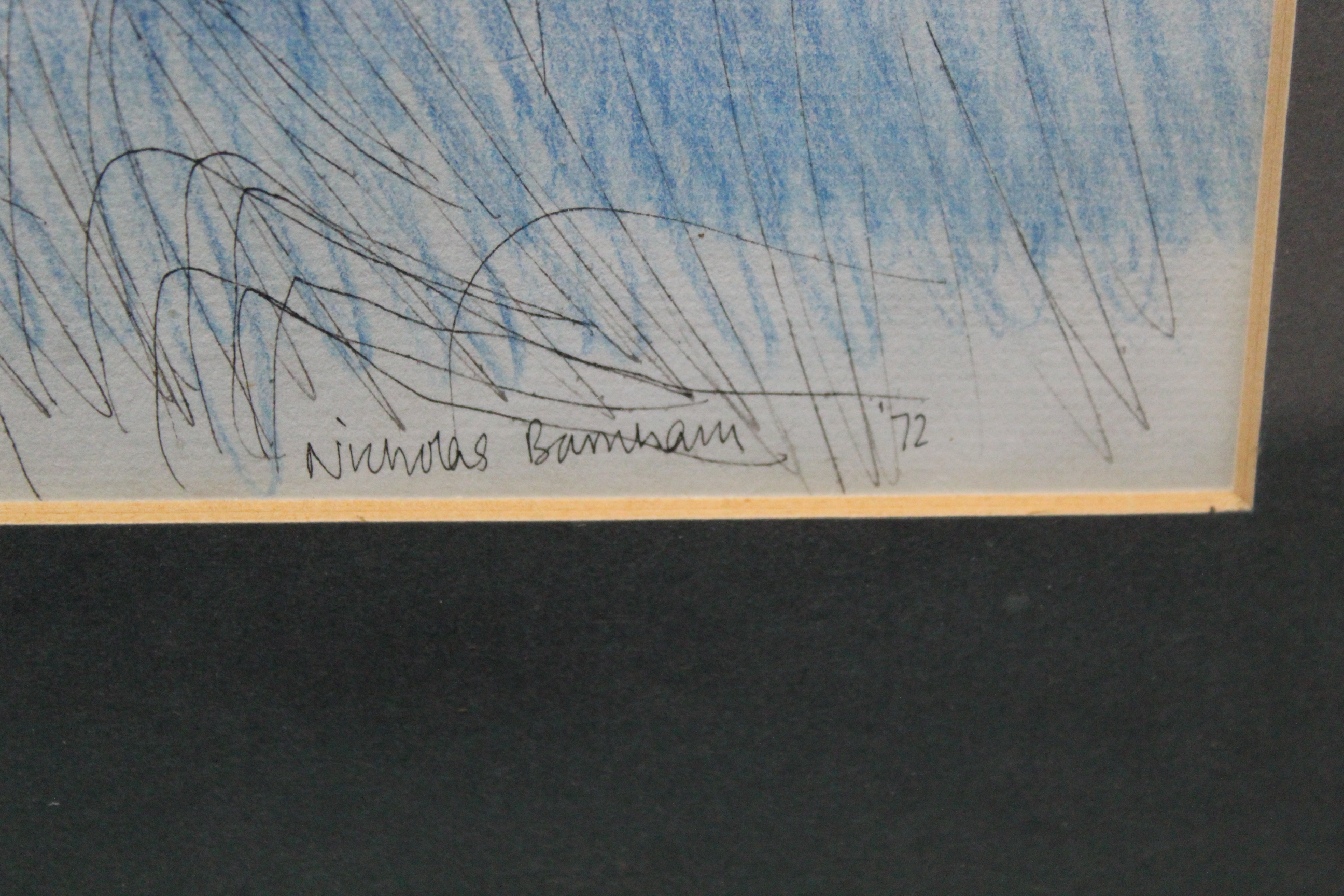 A framed crayon and ink drawing 'Norwick, Shetland', signed 'Nicholas Barnham, 72', - Image 2 of 3