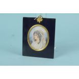 A framed picture miniature marked on the back 'Countess Cowper,