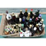 A mixed box of alcohol including Martini, Madeira, Mead, Cassis, Malibu,