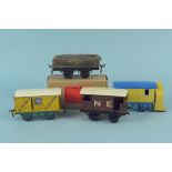 Four pre war Hornby wagons including Fyffes bananas (re-painted roof),