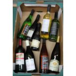 Nine bottles of mixed red and white wines, French,