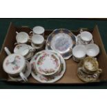Royal Albert 'Winsome' pattern five cups and saucers plus a Queens 'Woman and Home' tea set (one