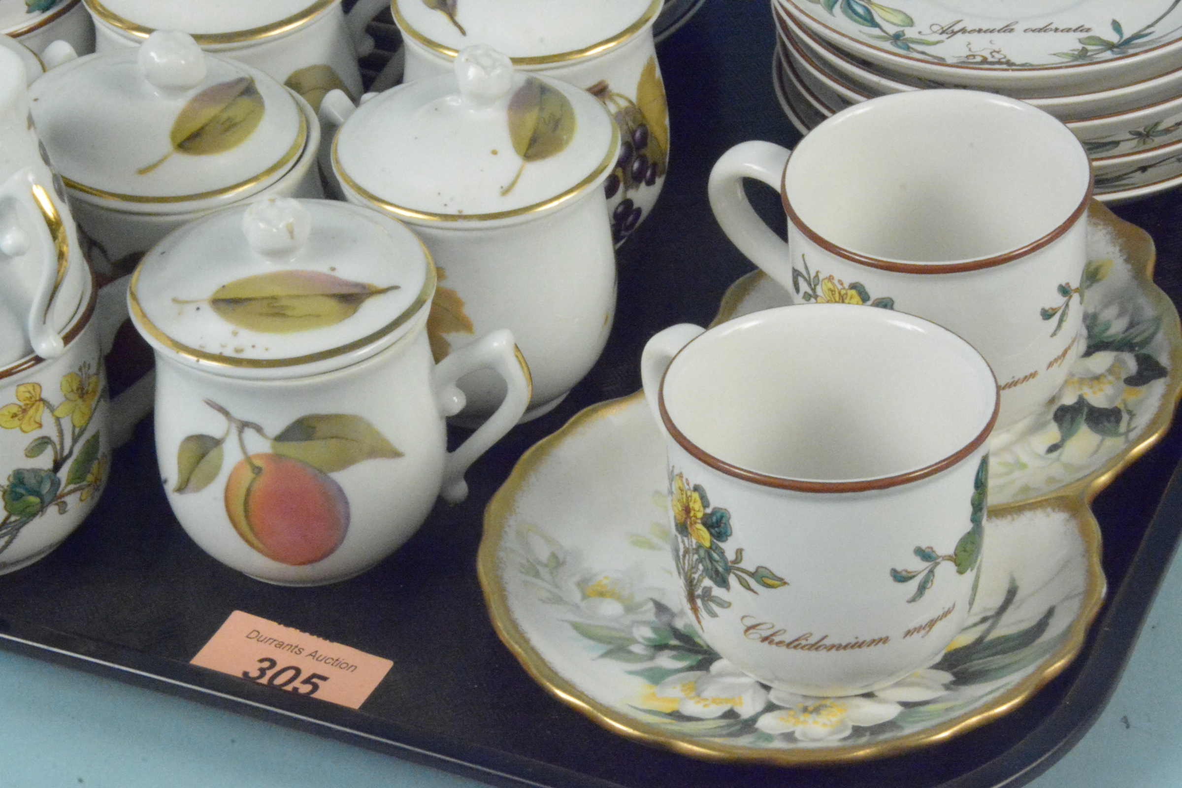 Royal Worcester 'Evesham', Royal Albert 'Orange Blossom', Depuis 'Botanica', cups, saucers, - Image 2 of 3