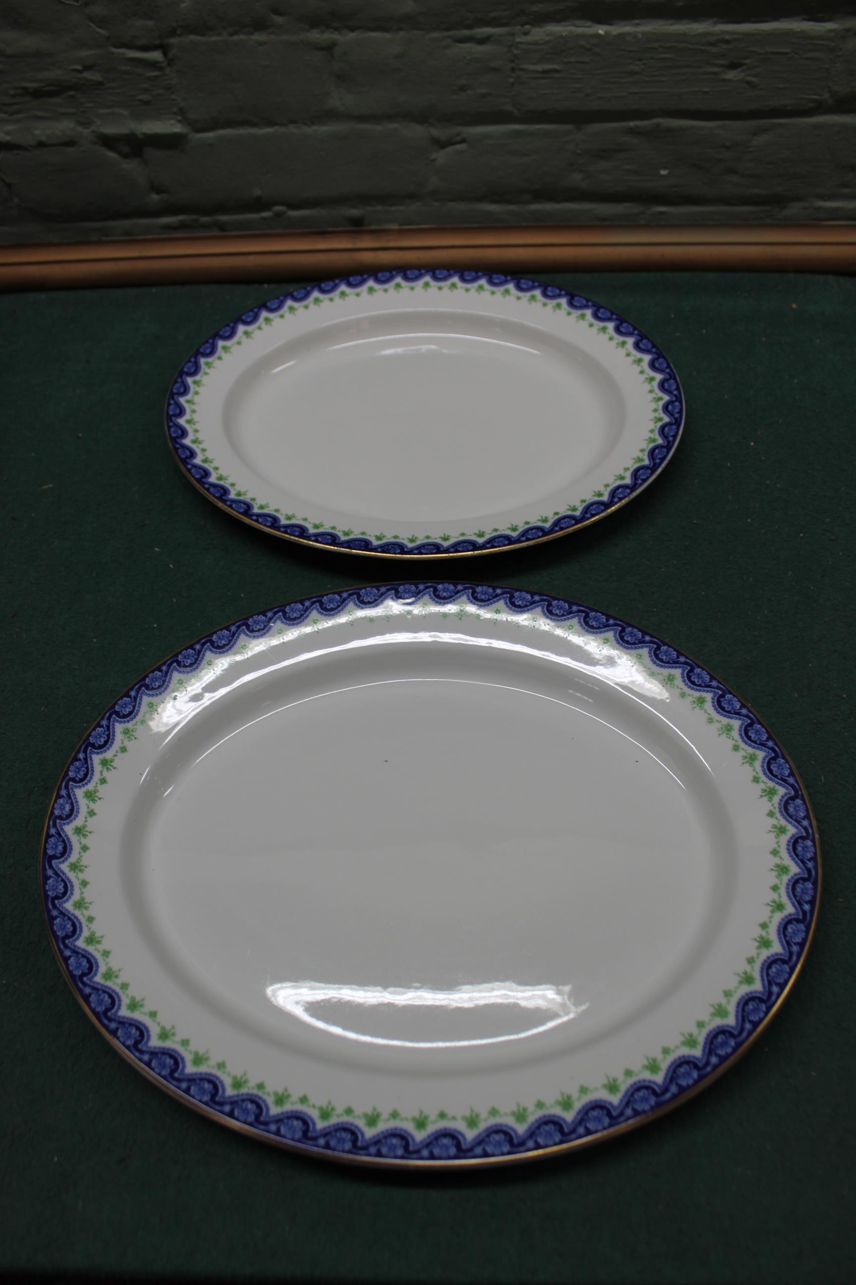 Two Royal Worcester 'Vitreous' meat dishes c1880's plus a Victorian Willow pattern comport (chip to - Image 3 of 3