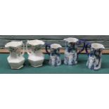 A graduating set of three 'Staffordshire' Art Nouveau jugs plus a pair of Maling ware Ringtons Ltd
