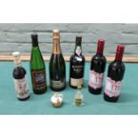 Two Chilean bottles of red wine plus a German white, a Spanish Cava,