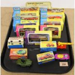 Four boxed Matchbox 'king size' vehicles including Leyland tipper truck, Mercury Police car,