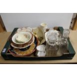 Various items of china and glass including two decanters, a Portuguese bowl, Aynsley vase,