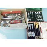 A quantity of silver plated cutlery including cased examples etc