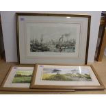 A framed print 'The Pool London Bridge' plus artist signed prints Andrew Dibben 'Cley-Next-The-Sea'