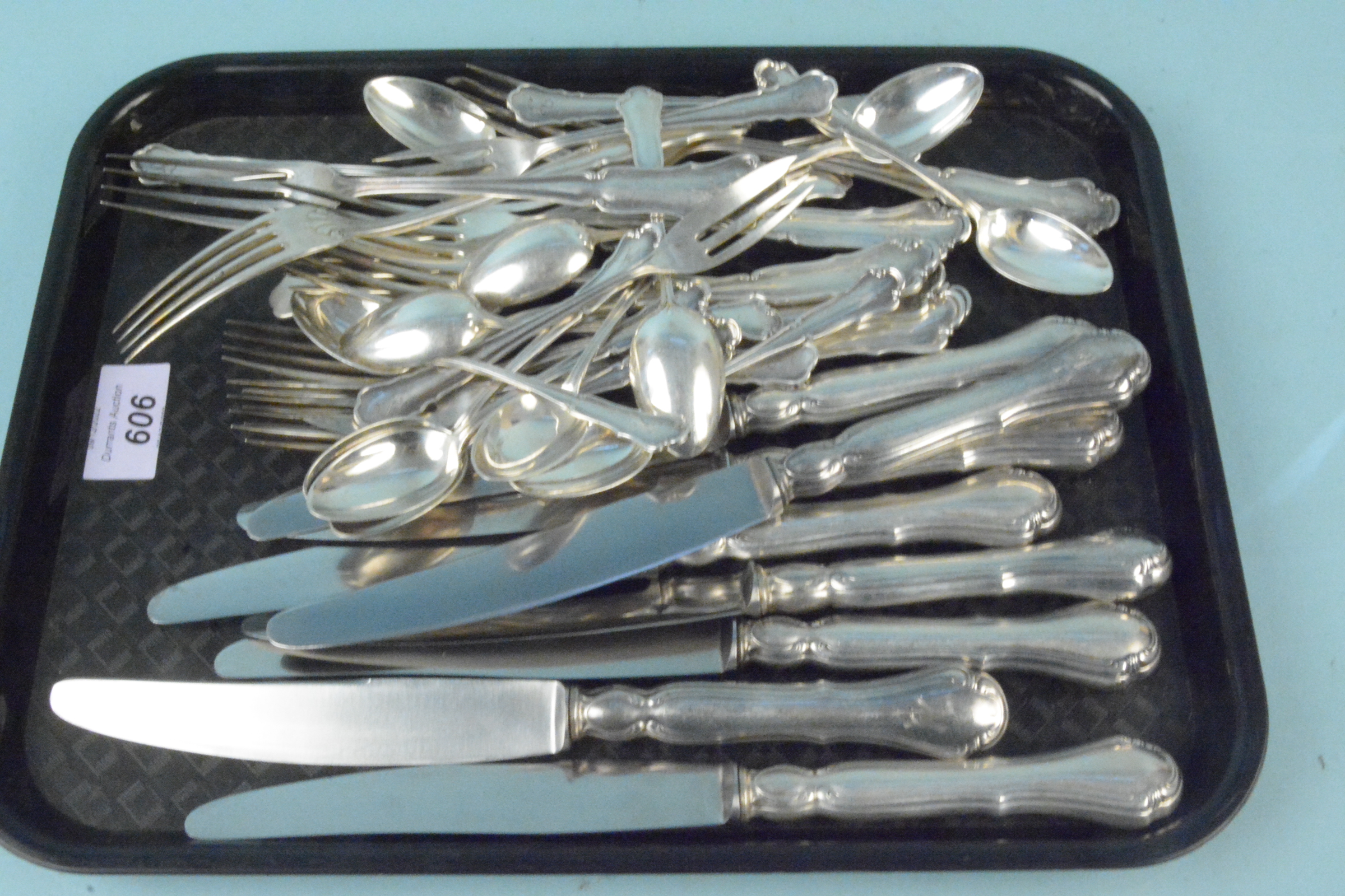 A quantity of various German 800 grade silver cutlery plus a set of eight stainless steel bladed