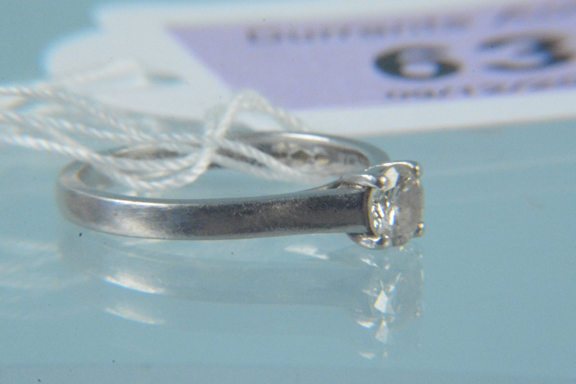 A platinum diamond solitaire ring, size K, weight approx 3. - Image 3 of 3