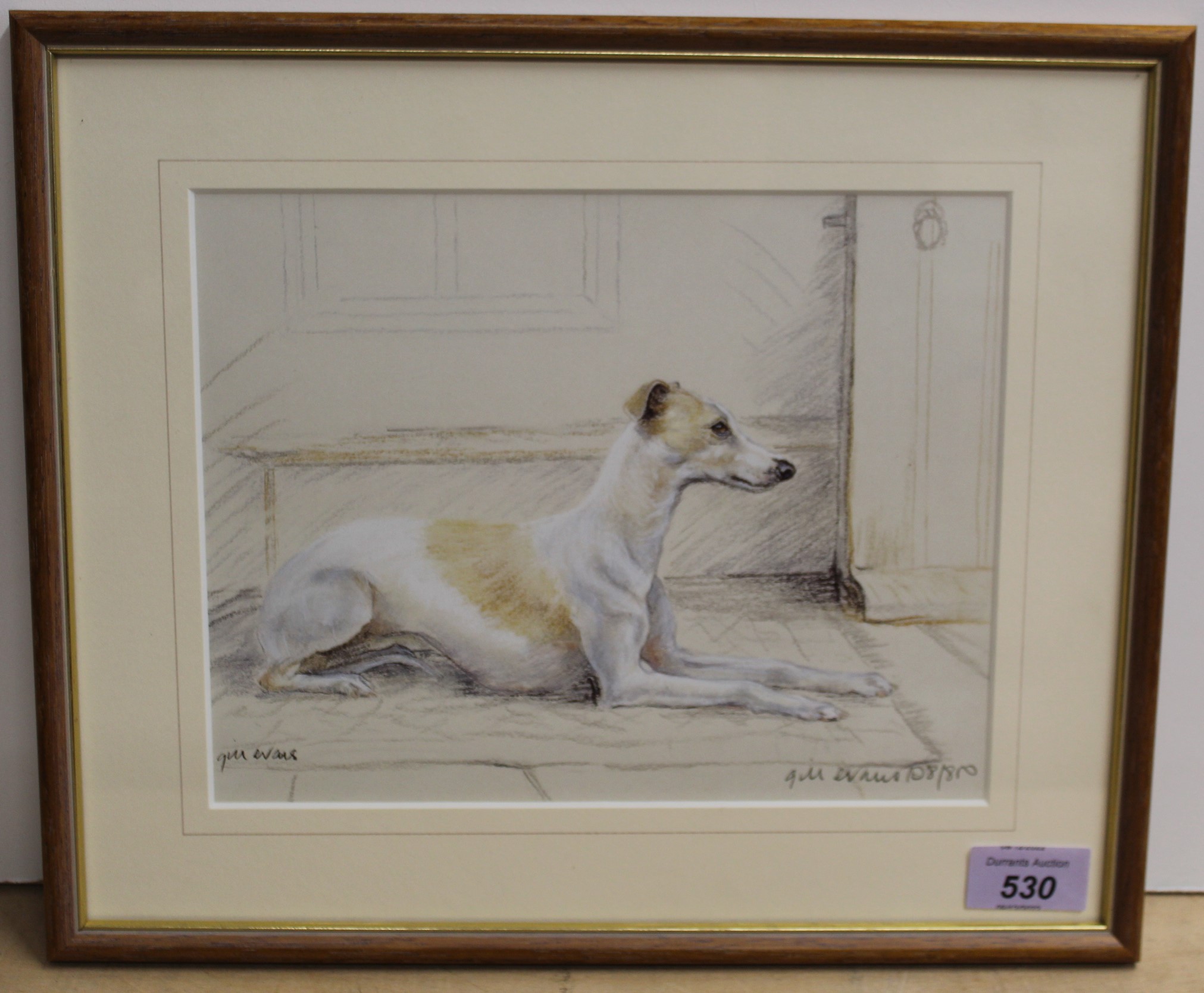 A framed Gill Evans limited edition print 'Whippets',