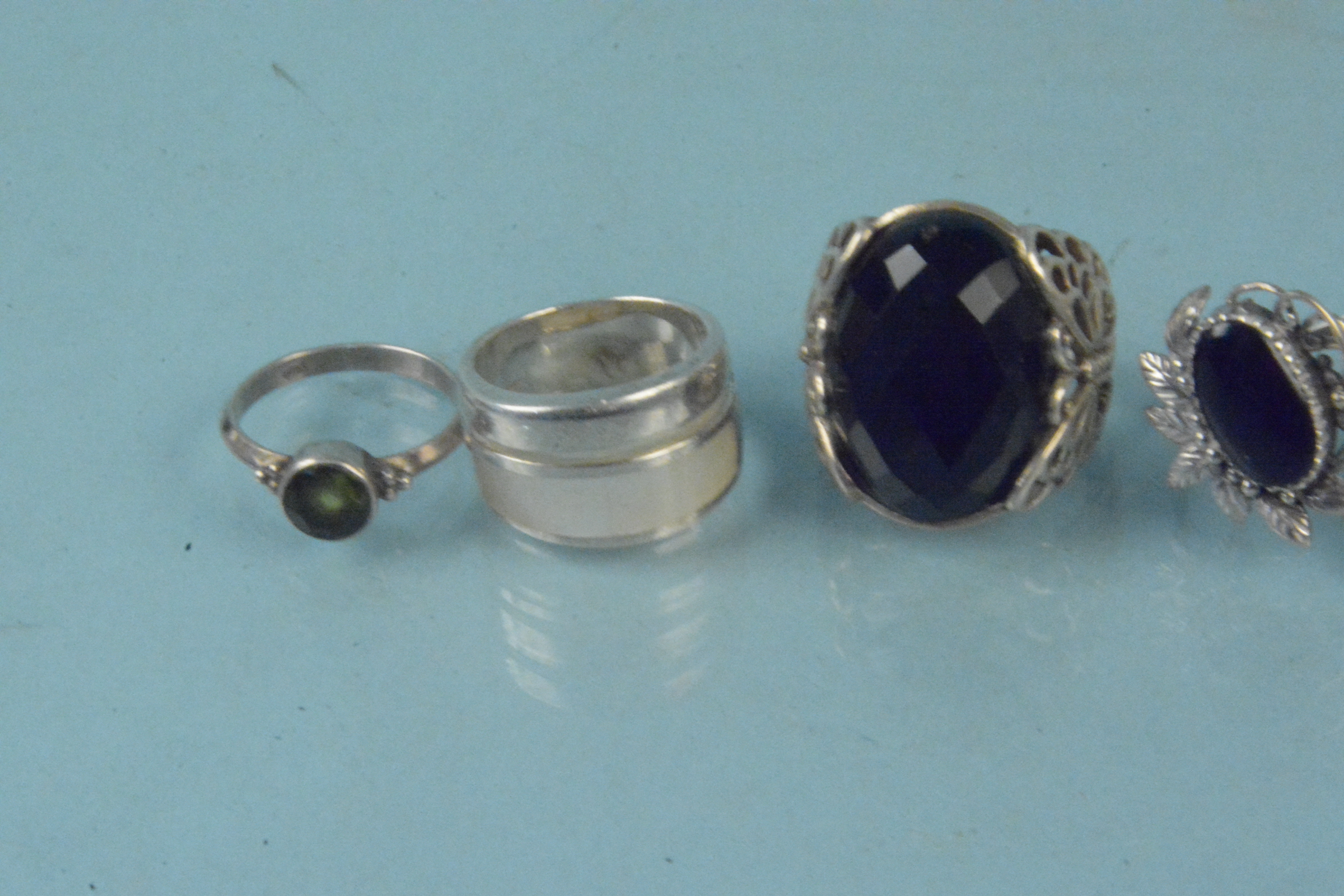 Seven silver stone set rings - Image 2 of 3