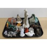 Mixed animal figurines including a Coalport duck, Swarovski squirrel,