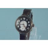A WWI era silver cased gents 'trench watch' (as found)