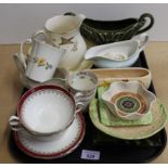 Various china including Johnson Bros jug, Alfred Meakin jug, Aynsley soup bowls and plates,