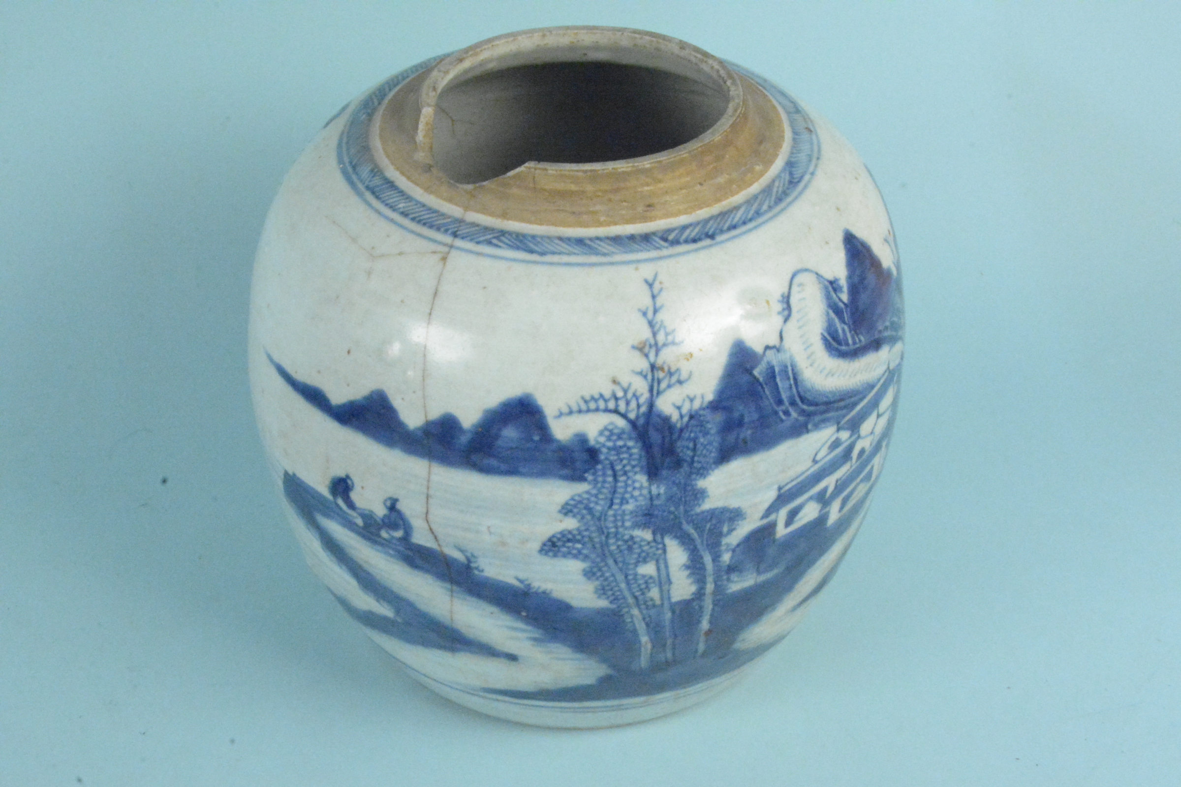 A 19th Century Chinese blue and white porcelain ginger jar, - Image 2 of 3