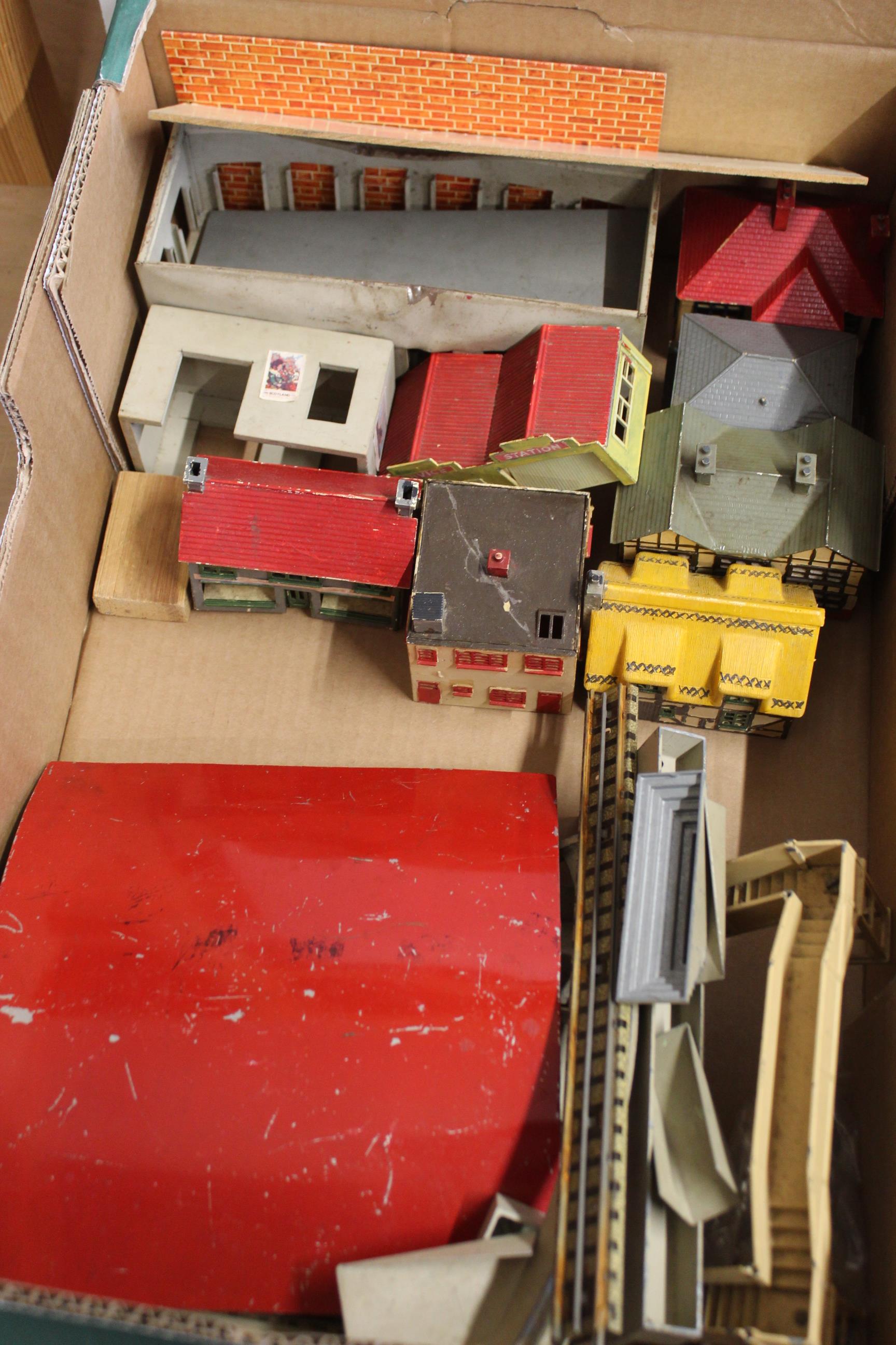 Two boxes of mixed vintage Hornby train sets and accessories including two engines, - Image 2 of 3